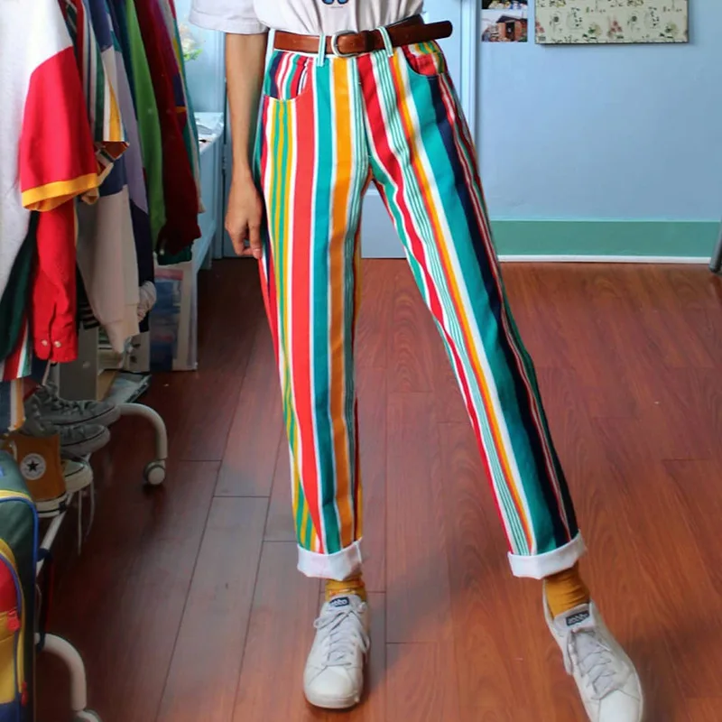 Simple Chic Trendy Office Lady All-match Harajuku New Pants Women Autumn Rainbow Stripes Trousers Fashion Womens Casual Pants
Simple Chic Trendy Office Lady All-match Harajuku New Pants Women Autumn Rainbow Stripes Trousers Fashion Womens Casual Pants