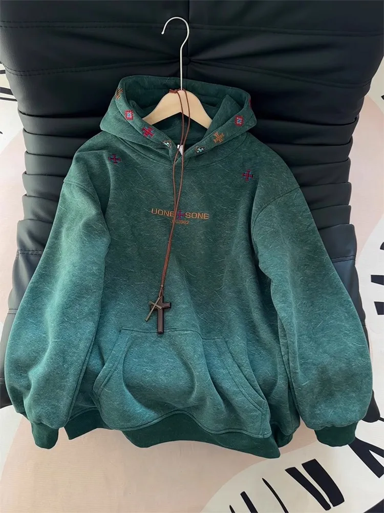 American Sle Cross Stitched Hoodie Men's Autumn Winter Thiened Fce Loose Fit Couple's Casual Wear Waed out Jaet
American Sle Cross Stitched Hoodie Men's Autumn Winter Thiened Fce Loose Fit Couple's Casual Wear Waed out Jaet