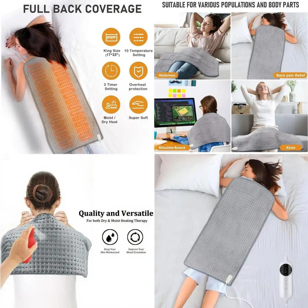 Большая электрическая грелка 17x33 см для всего тела, идеально подходит для облегчения менструальных болей, для плеч и спины, с функцией автоматического отключения.
Большая электрическая грелка 17x33 см для всего тела, идеально подходит для облегчения менструальных болей, для плеч и спины, с функцией автоматического отключения.