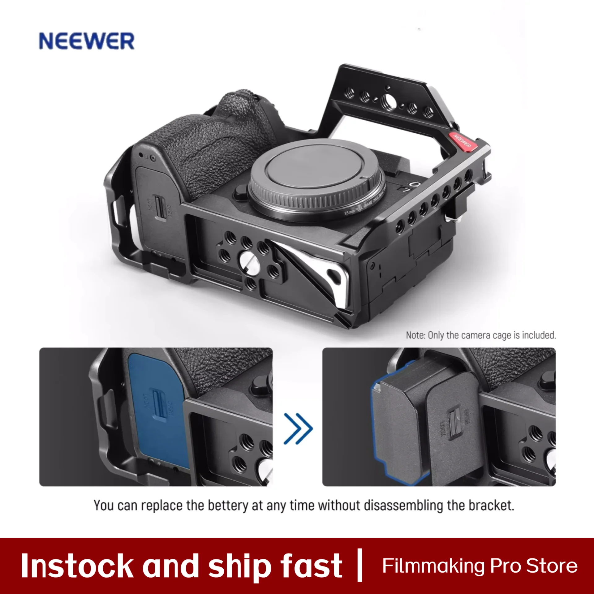Клетка для камеры NEEWER для Sony a7R V/a7R IV/a7 IV/a7S III/a1, алюминиевая установка для видеокамеры с полным доступом/тип Arcca QR Base Rig
Клетка для камеры NEEWER для Sony a7R V/a7R IV/a7 IV/a7S III/a1, алюминиевая установка для видеокамеры с полным доступом/тип Arcca QR Base Rig