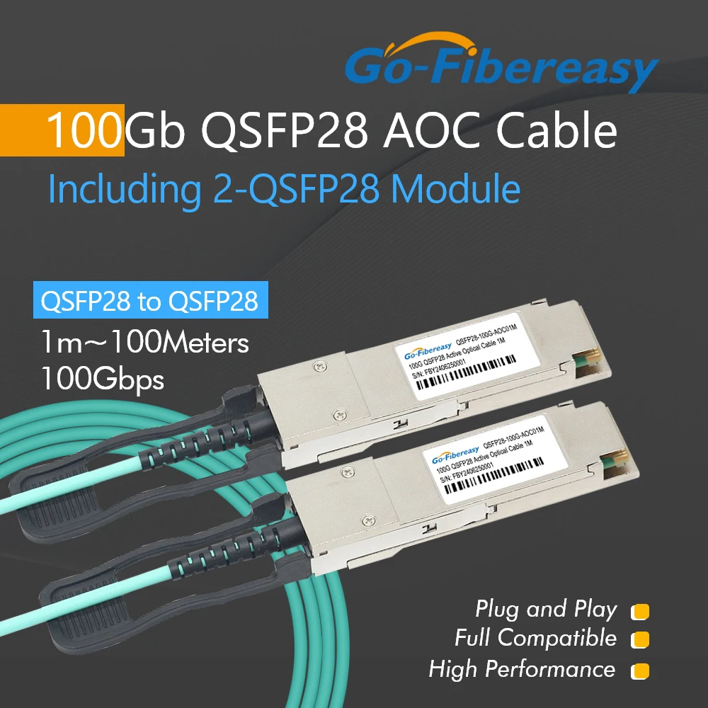 100Gb QSFP28 AOC Cable 1m~100m 100Gbps QSFP28 to QSFP28 Active Optical Cable For Cisco,MikroTik,Juniper,Dell,Zyxel..Fiber Switch
100Gb QSFP28 AOC Cable 1m~100m 100Gbps QSFP28 to QSFP28 Active Optical Cable For Cisco,MikroTik,Juniper,Dell,Zyxel..Fiber Switch