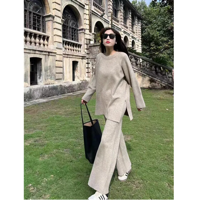 Женские вязаные брюки, комплекты из двух предметов, свитера с круглым вырезом, длинные рукава, толстые теплые однотонные длинные брюки, прямые пуловеры, простые осень-зима
Женские вязаные брюки, комплекты из двух предметов, свитера с круглым вырезом, длинные рукава, толстые теплые однотонные длинные брюки, прямые пуловеры, простые осень-зима