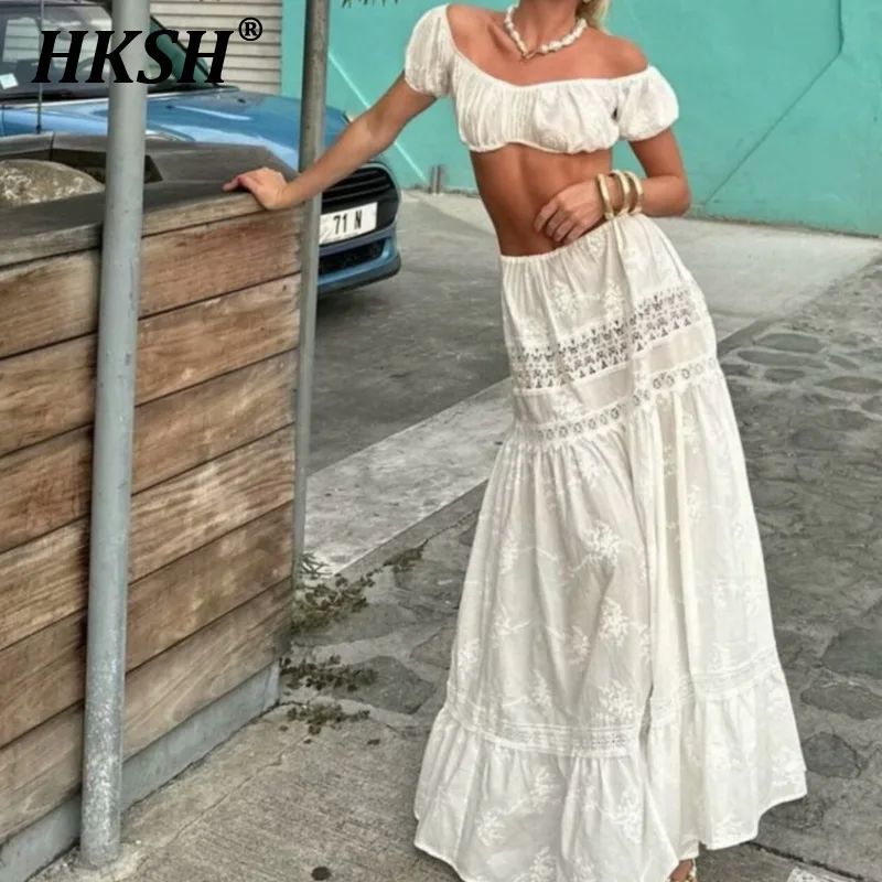 HKSH Лето Новый женский Tide Chic Y2K Сексуальная уличная милая жилетка с одним воротником Кружевной короткий топ с высокой талией и шнуровкой Длинная юбка HK5215
HKSH Лето Новый женский Tide Chic Y2K Сексуальная уличная милая жилетка с одним воротником Кружевной короткий топ с высокой талией и шнуровкой Длинная юбка HK5215