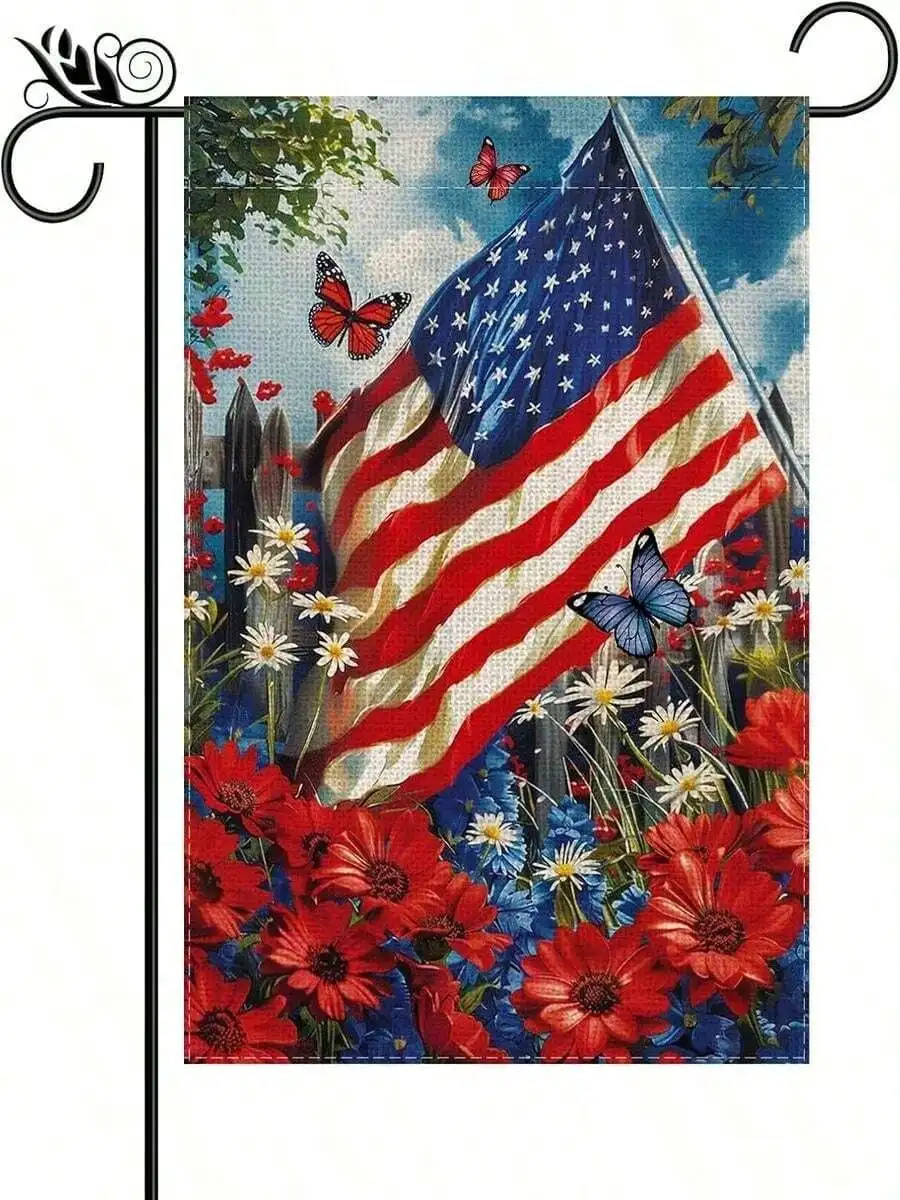 1pc 12x18 Inch Patriotic Butterfly Garden Flag Burlap Double Sided 4th of July Memorial Day Outdoor Yard Decor
1pc 12x18 Inch Patriotic Butterfly Garden Flag Burlap Double Sided 4th of July Memorial Day Outdoor Yard Decor