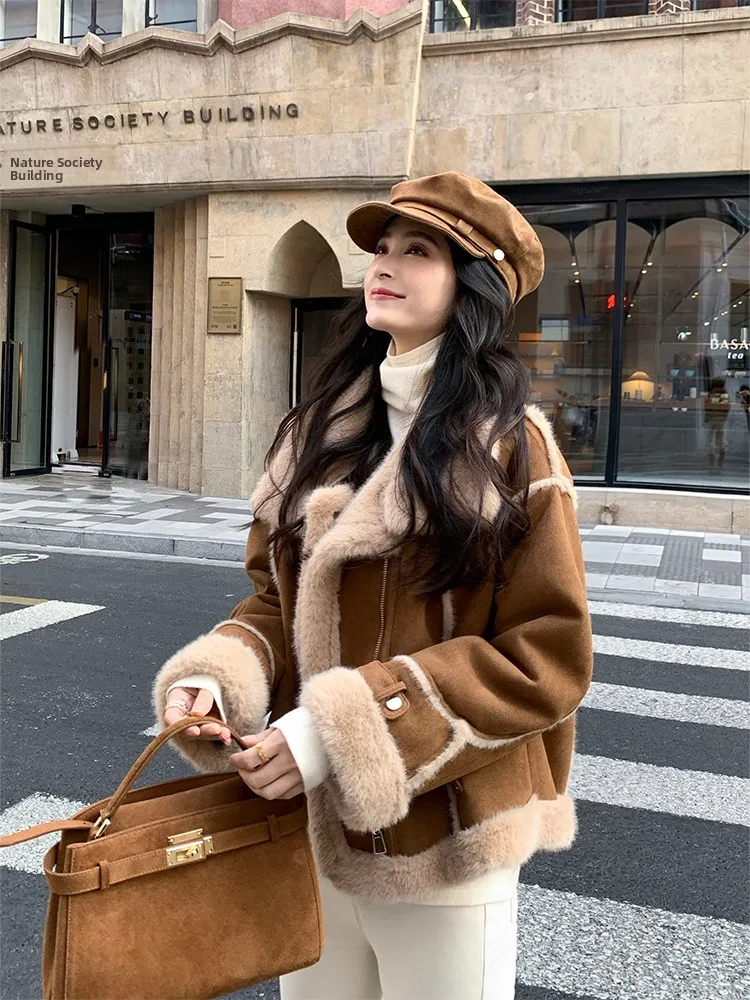 Linyener Lamb Fur Leather Inteated Eco-friendly Fur Coat Women Winter Suede Vintage Thiened Warm ort Jaet
Linyener Lamb Fur Leather Inteated Eco-friendly Fur Coat Women Winter Suede Vintage Thiened Warm ort Jaet