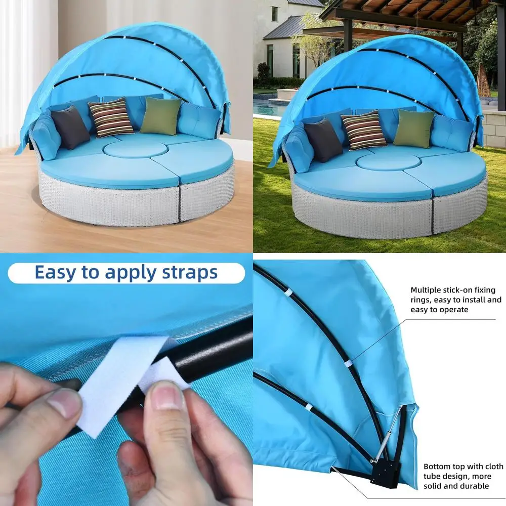 Custom Dark Grey Outdoor Daybed Canopy for Round Patio Wicker Daybeds
Custom Dark Grey Outdoor Daybed Canopy for Round Patio Wicker Daybeds