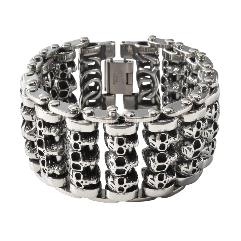 Retro Hip-hop Rock And Roll Men Wrist Bracelet Horror Skeleton Halloween Carnival Skull Stainless Steel Bracelet Holiday Gifts
Retro Hip-hop Rock And Roll Men Wrist Bracelet Horror Skeleton Halloween Carnival Skull Stainless Steel Bracelet Holiday Gifts
