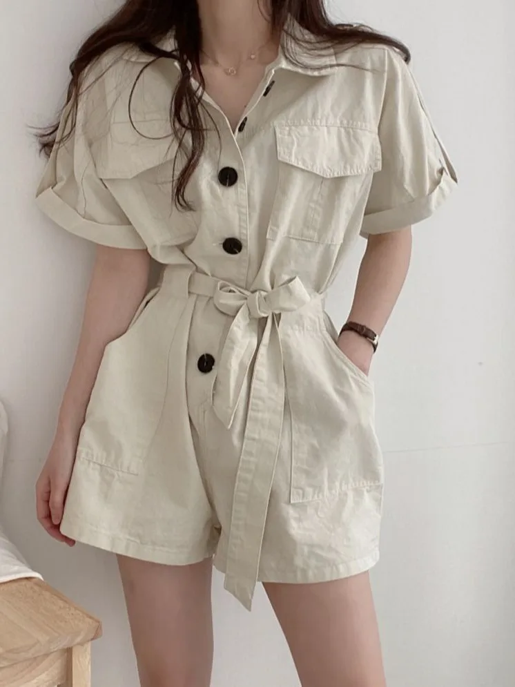 Loose High Waist Workwear Jumpsuit Women's Summer 2025 New Small Size Single Button Wide Leg orts Korean Sle Commute
Loose High Waist Workwear Jumpsuit Women's Summer 2025 New Small Size Single Button Wide Leg orts Korean Sle Commute