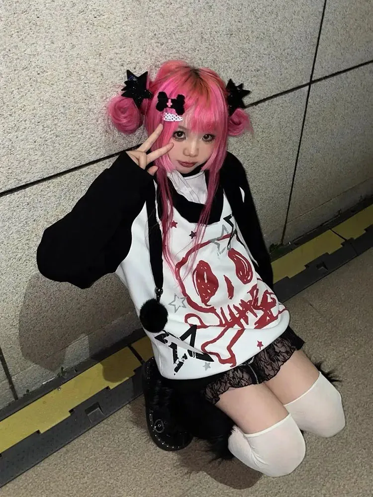 Sweatshirts Women Y2k Aesthetic Contrast Color Print Long Sleeve Coats Top Japanese Sweet Spicy Girl Loose Streetwear
Sweatshirts Women Y2k Aesthetic Contrast Color Print Long Sleeve Coats Top Japanese Sweet Spicy Girl Loose Streetwear