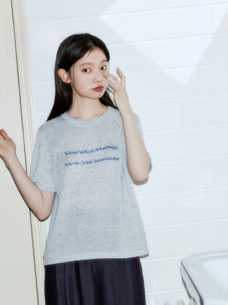 Indicia Grey Blue Knitted T-shirt Summer New Arrival Women's Casual Style Regular Fit Soft Polyester Fiber Short Sleeve round...
Indicia Grey Blue Knitted T-shirt Summer New Arrival Women's Casual Style Regular Fit Soft Polyester Fiber Short Sleeve round...