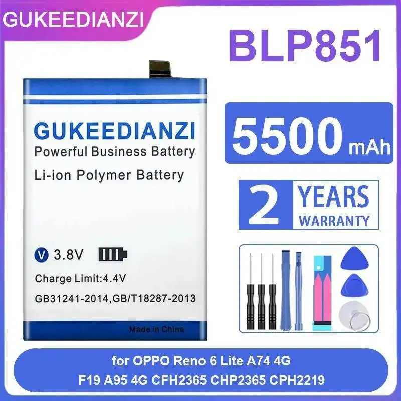 Mobile Phone Battery For Oppo Reno 6 Lite A74 4G F19 A95 CFH2365 CHP2365 CPH2219 Long Lasting 5500Mah BLP851
Mobile Phone Battery For Oppo Reno 6 Lite A74 4G F19 A95 CFH2365 CHP2365 CPH2219 Long Lasting 5500Mah BLP851