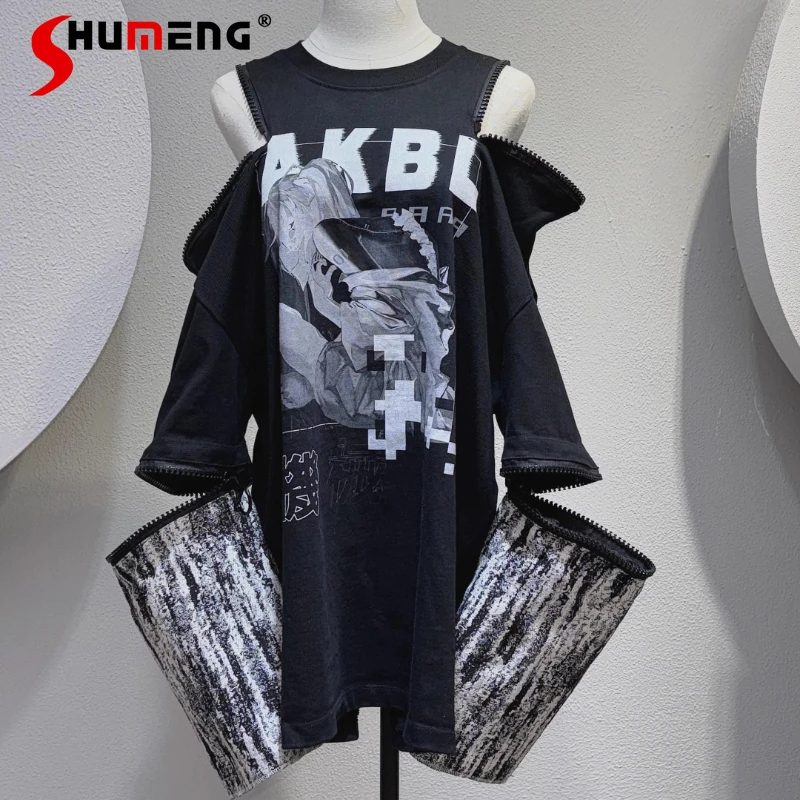 Good Quality Black Deformation Tshirts Giant Zipper Serrated Deformation Long Sleeves O-neck T-shirts Multiple Wearing Styles
Good Quality Black Deformation Tshirts Giant Zipper Serrated Deformation Long Sleeves O-neck T-shirts Multiple Wearing Styles