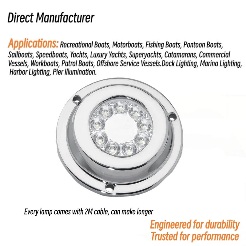 Новинка: 27W/45W Водонепроницаемые светодиодные подводные светильники для лодок и яхт с переключением цвета, 10-30VDC, настенное крепление
Новинка: 27W/45W Водонепроницаемые светодиодные подводные светильники для лодок и яхт с переключением цвета, 10-30VDC, настенное крепление