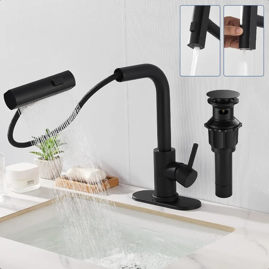 Bathroom Sink Faucet with ode Pull Down Sprayer Single Handle Pull Out Bathroom Faucet with Metal PopUp Drain 1 or 3 Hole Deck
Bathroom Sink Faucet with ode Pull Down Sprayer Single Handle Pull Out Bathroom Faucet with Metal PopUp Drain 1 or 3 Hole Deck
