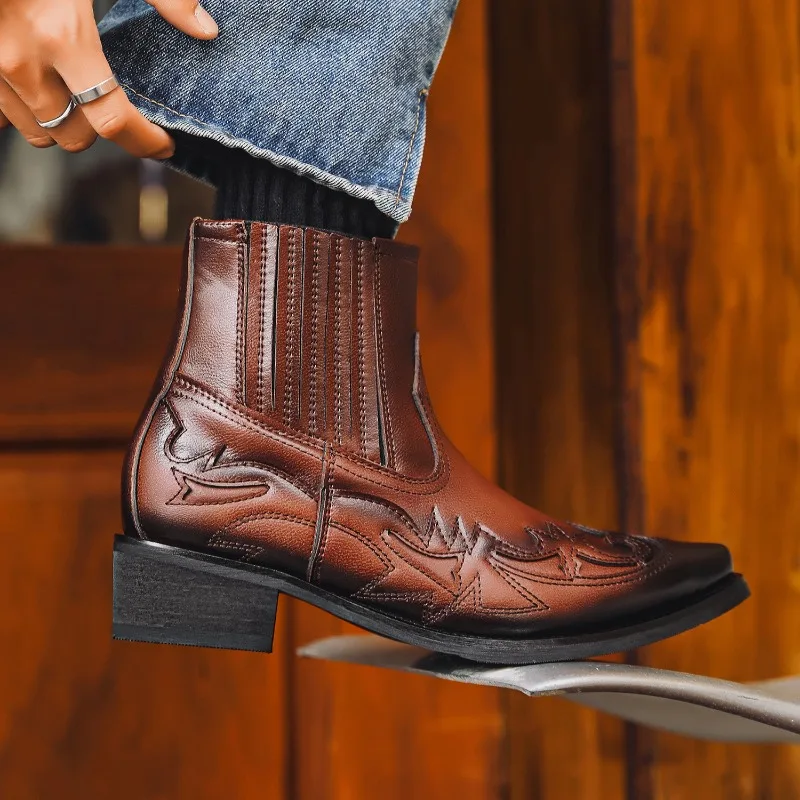 Men's Boot Handmade Wedge Ankle Boots for Men Western Cowboy Boots Unisex Men's Leather Shoes Hard-Wearing Luxury Botas Mujer
Men's Boot Handmade Wedge Ankle Boots for Men Western Cowboy Boots Unisex Men's Leather Shoes Hard-Wearing Luxury Botas Mujer