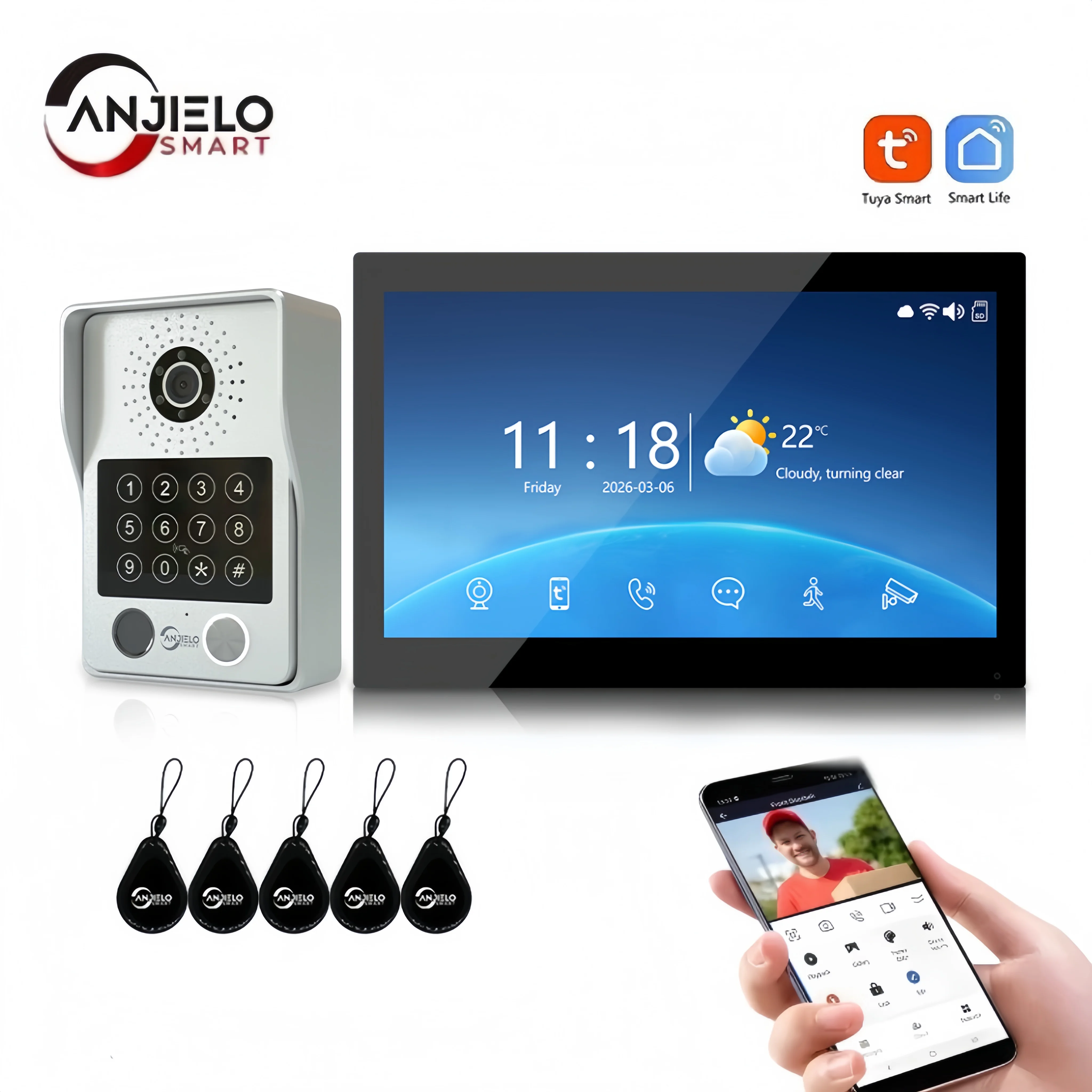 ANJIELO Tuya 1080P 7 Inch 10 Inch Color Touch Screen Video Doorbell, WiFi Smart Home Intercom Doorbell Security Protection
ANJIELO Tuya 1080P 7 Inch 10 Inch Color Touch Screen Video Doorbell, WiFi Smart Home Intercom Doorbell Security Protection
