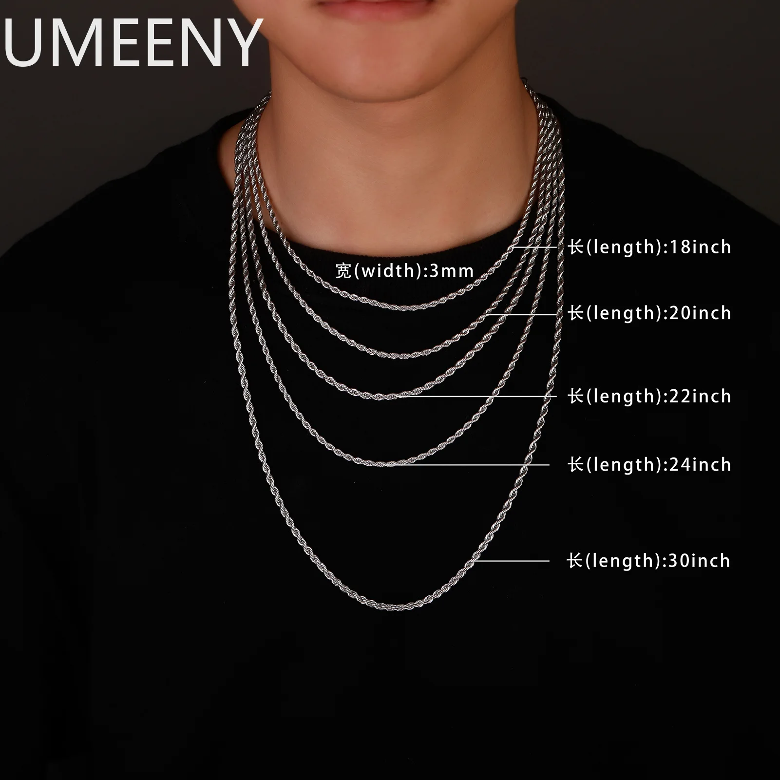 925 Silver 2-4MM Necklace for Women and Men, Braided Rope Chain, Fashion Jewelry 16-30 Inches
925 Silver 2-4MM Necklace for Women and Men, Braided Rope Chain, Fashion Jewelry 16-30 Inches