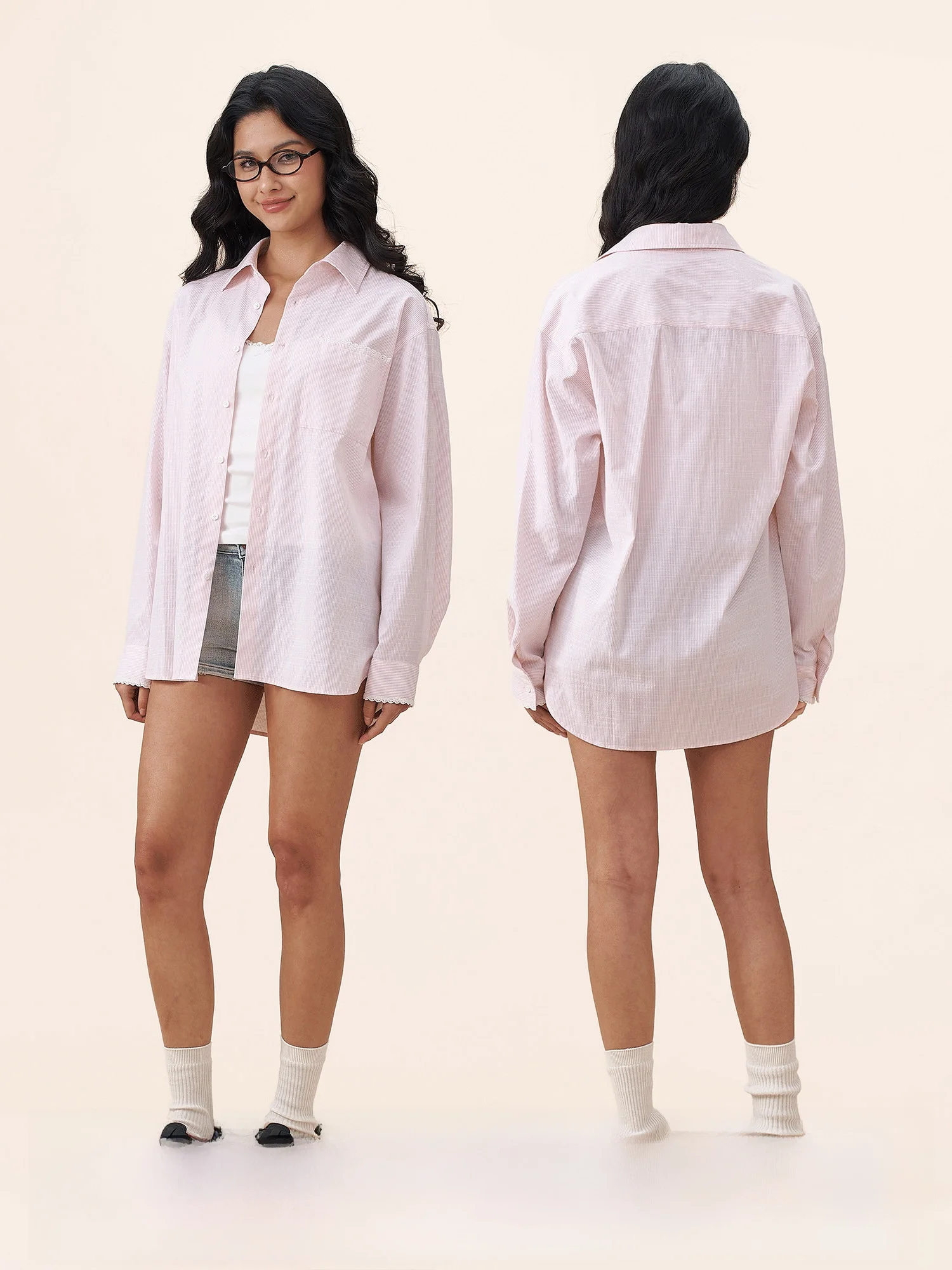 Yescci Pink Striped Shirt Jacket Women's Loose Inner Wear Sunscreen Casual Long Sleeve Cotton Blend Neutral Style Spring Autumn
Yescci Pink Striped Shirt Jacket Women's Loose Inner Wear Sunscreen Casual Long Sleeve Cotton Blend Neutral Style Spring Autumn