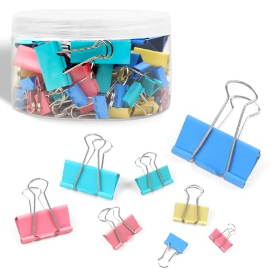 125Pcs Binder Clips Colored, Binder Clips Assorted Sizes, 6 Sizes Binder Paper Clips for Office Supplies/Home/School Blue, Pink
125Pcs Binder Clips Colored, Binder Clips Assorted Sizes, 6 Sizes Binder Paper Clips for Office Supplies/Home/School Blue, Pink