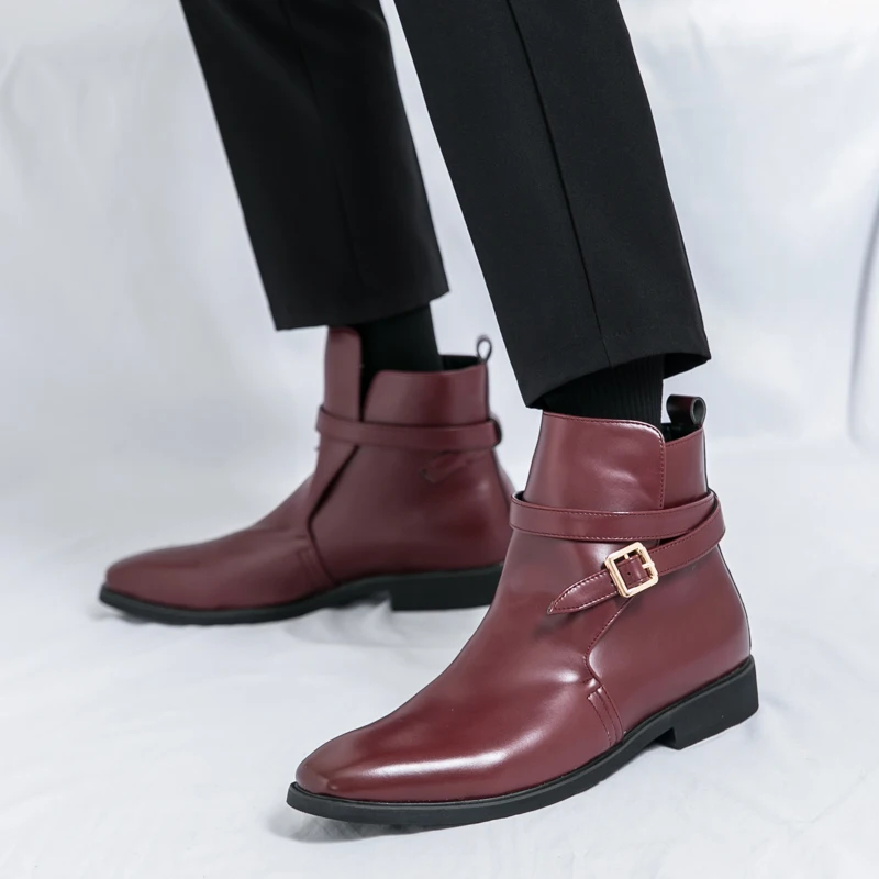 Brand New Men's Buckle Comfortable Pointed High Top Boots Autumn Fashion Versatile Men's Classic Red/black Business Short Boots
Brand New Men's Buckle Comfortable Pointed High Top Boots Autumn Fashion Versatile Men's Classic Red/black Business Short Boots