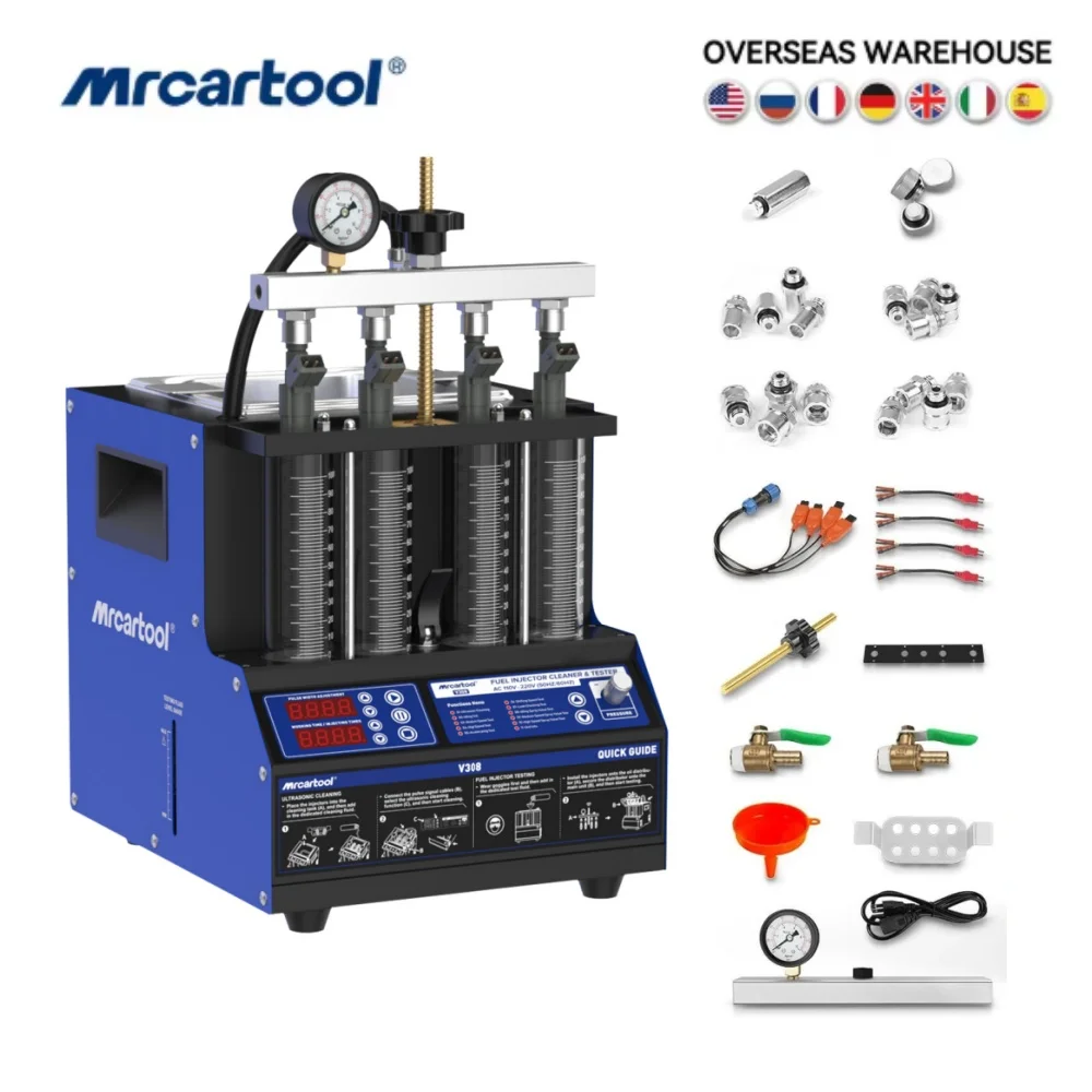 MR CARTOOL V308 Injector Cleaner Machine Injector Cleaner Tester Machine Heated Ultrasonic Fuel System Injection Cleaning Kit for Gasoline Car Motorcycle 4-Cylinder 110V
MR CARTOOL V308 Injector Cleaner Machine Injector Cleaner Tester Machine Heated Ultrasonic Fuel System Injection Cleaning Kit for Gasoline Car Motorcycle 4-Cylinder 110V