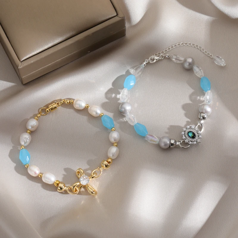 Original Design Luxury Natural Pearl Bow Jewelry Bracelet for Women Fashion Natural Stone Stainless Steel Charm Bracelet Gift
Original Design Luxury Natural Pearl Bow Jewelry Bracelet for Women Fashion Natural Stone Stainless Steel Charm Bracelet Gift