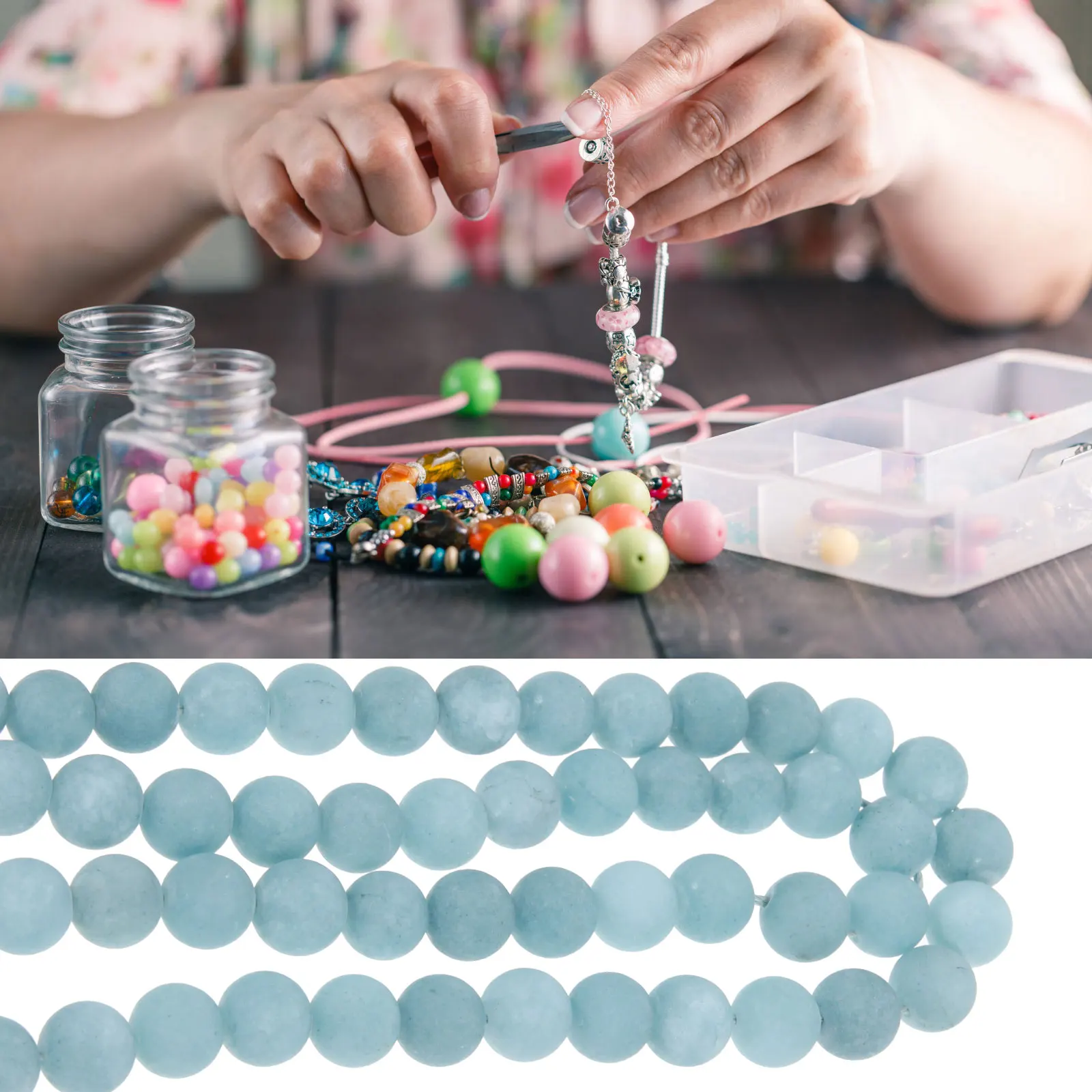 Aquamarine Beads 2 Strips Craft Stone Necklace DIY Loose Jewelry Manual Spacer charms craft making loose jewelry for crafts
Aquamarine Beads 2 Strips Craft Stone Necklace DIY Loose Jewelry Manual Spacer charms craft making loose jewelry for crafts