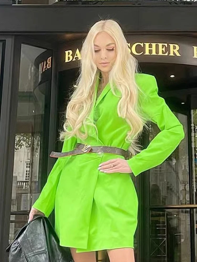 Naturaleye Spring New Fluorescent Green Long Sleeve Suit Collar Dress Slim Waist OL Manner Mid-Length Coat High Waist Polyest...
Naturaleye Spring New Fluorescent Green Long Sleeve Suit Collar Dress Slim Waist OL Manner Mid-Length Coat High Waist Polyest...