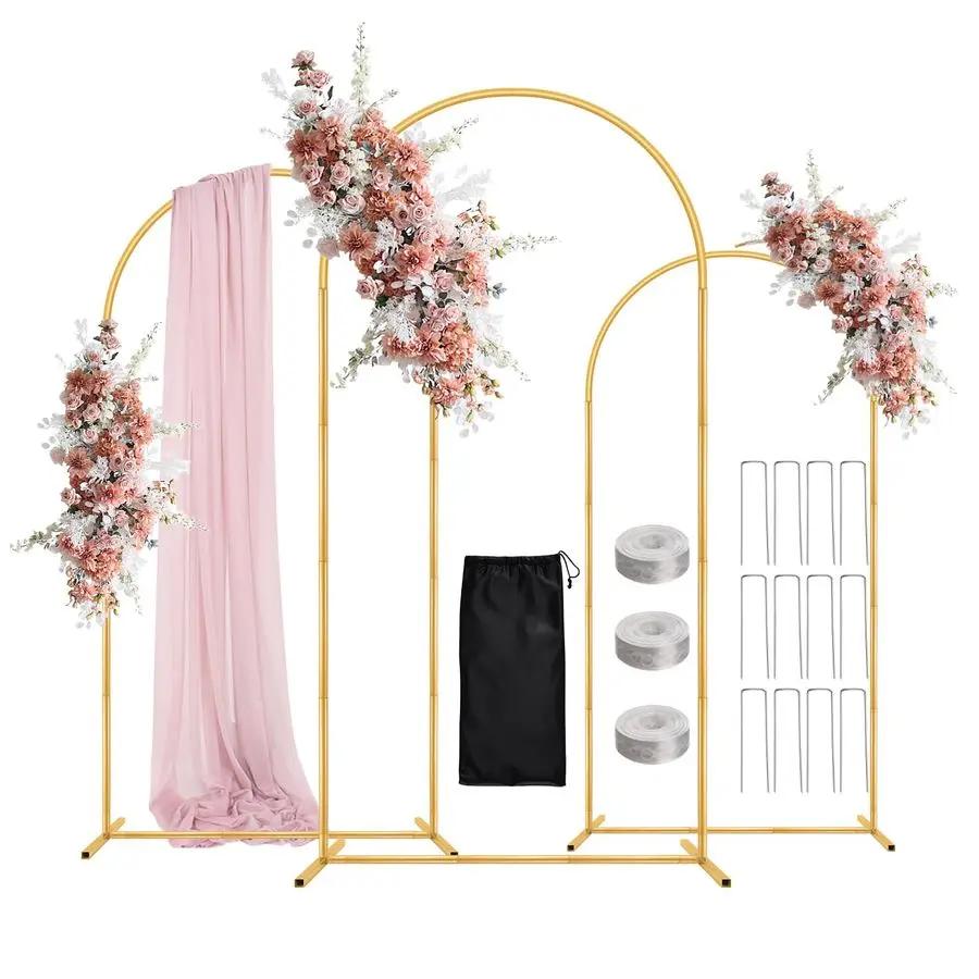 Wedding Arch Backdrop Stand 6FT, 5FT, 4FT Set of 3 Metal Gold Balloon Arch kit Stand for Ceremony Baby Shower Valentine Engageme
Wedding Arch Backdrop Stand 6FT, 5FT, 4FT Set of 3 Metal Gold Balloon Arch kit Stand for Ceremony Baby Shower Valentine Engageme
