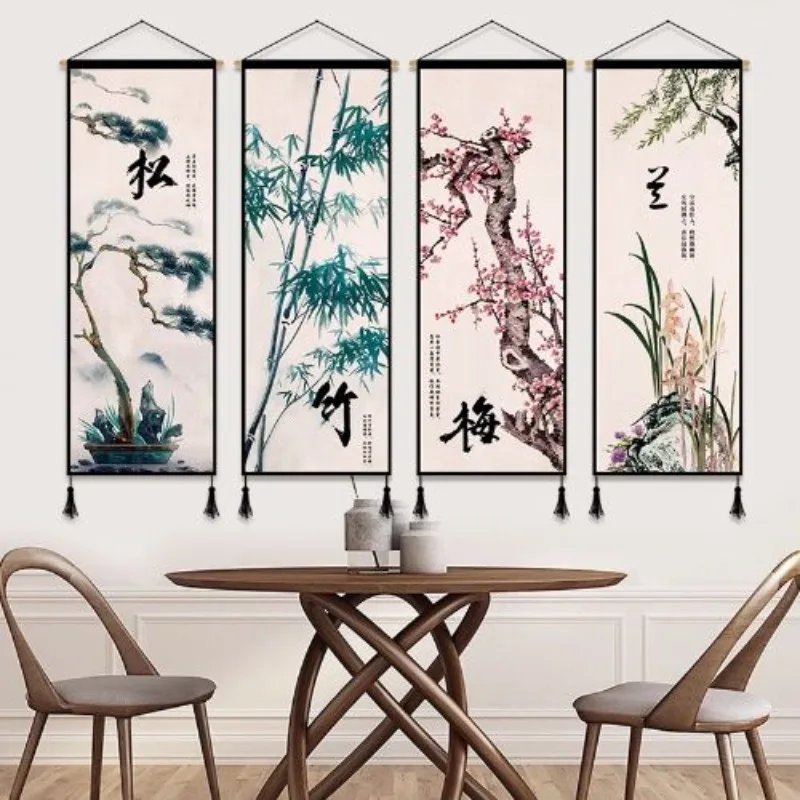 Four Gentlemen Plum Orchid Bamboo Tapestry Wall Hanging - Chinese Style Scroll Canvas for Restaurant, Study, Hotel & BnB Decor
Four Gentlemen Plum Orchid Bamboo Tapestry Wall Hanging - Chinese Style Scroll Canvas for Restaurant, Study, Hotel & BnB Decor