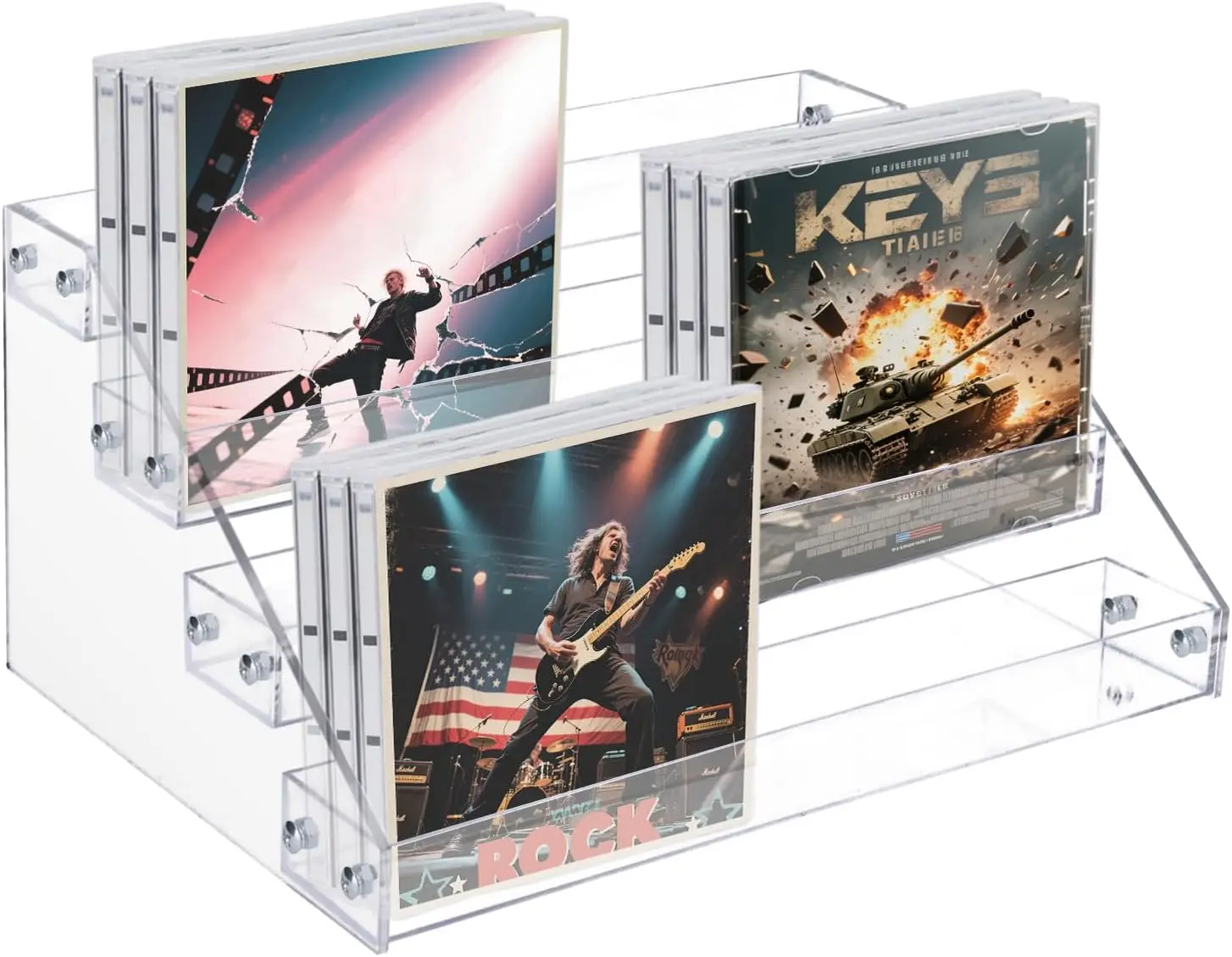 4Tier Clear Acrylic CD Holder Cascading CD Storage Rack, DVD Display Shelf Record DVD Stand Holds up to 32 Standard DVD Cases fo
4Tier Clear Acrylic CD Holder Cascading CD Storage Rack, DVD Display Shelf Record DVD Stand Holds up to 32 Standard DVD Cases fo