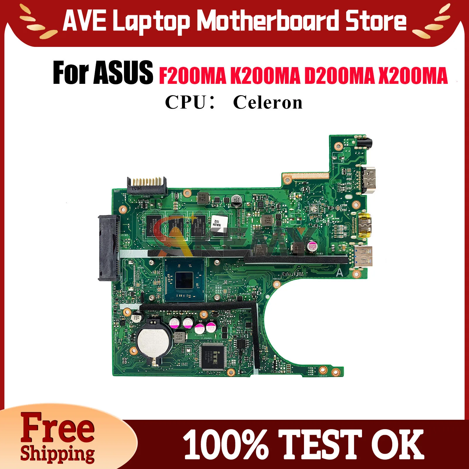 X200MA Laptop Motherboard For ASUS VivoBook X200M X200MA K200MA F200MA D200MA Notebook Mainboard With Celeron CPU 100% tests OK
X200MA Laptop Motherboard For ASUS VivoBook X200M X200MA K200MA F200MA D200MA Notebook Mainboard With Celeron CPU 100% tests OK