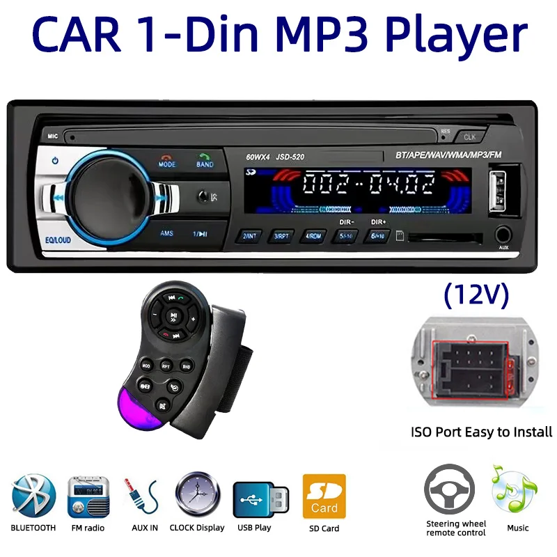 Car Radio 1DIN USB MP3 Player SD Card Bluetooth FM Receiver 520 12V WMA/WAV Cheap 4*60W EQ with Steering Wheel Remote Control
Car Radio 1DIN USB MP3 Player SD Card Bluetooth FM Receiver 520 12V WMA/WAV Cheap 4*60W EQ with Steering Wheel Remote Control