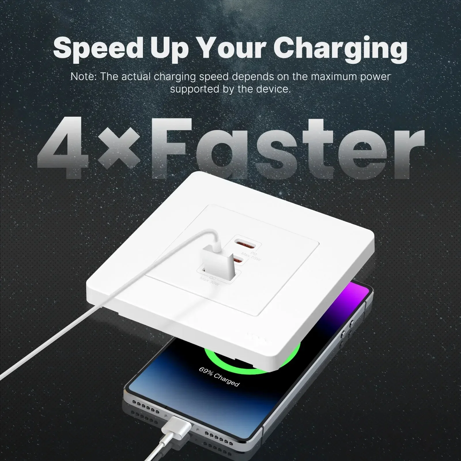 MOES Star Ring Series 65W Fast Charging Wall Outlet PD3.0 Electrical Charger GaN Socket 3 Ports Type-C USB A OverTemp Protection
MOES Star Ring Series 65W Fast Charging Wall Outlet PD3.0 Electrical Charger GaN Socket 3 Ports Type-C USB A OverTemp Protection