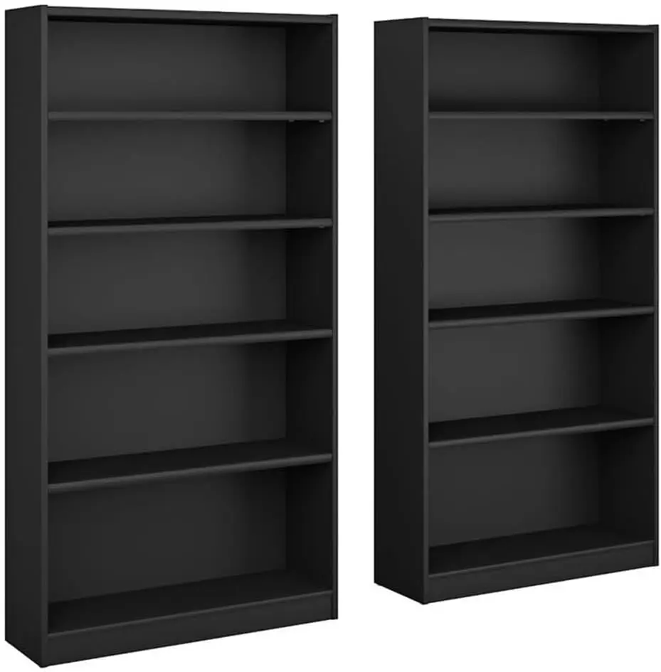 Furniture Universal Tall 5 Shelf Bookcase in Black - Set of 2, Matching Storage and Display Bookshelves for Home
Furniture Universal Tall 5 Shelf Bookcase in Black - Set of 2, Matching Storage and Display Bookshelves for Home