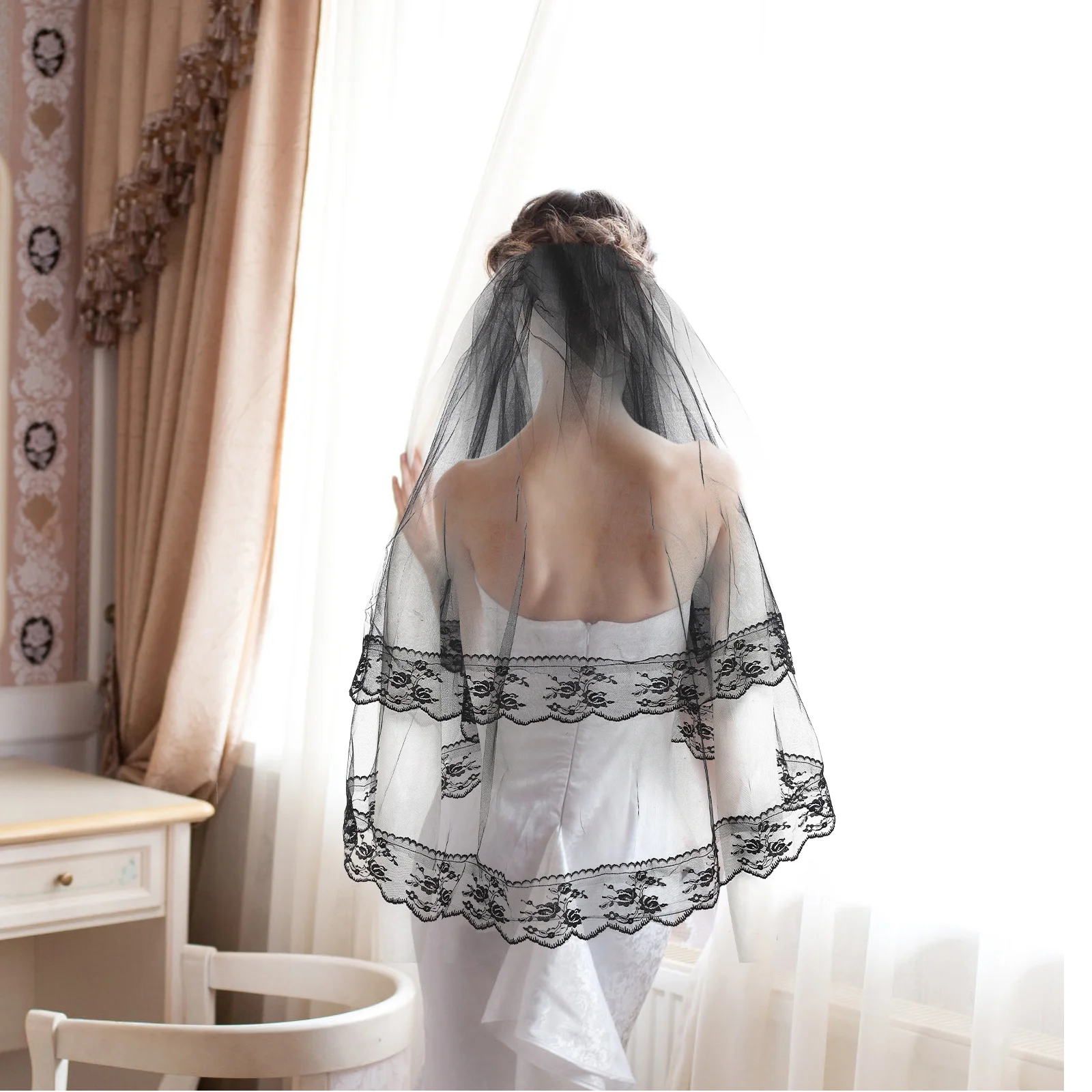 Lace Veil Bridal Vintage Short Cosplay Halloween Wedding Decorations Waist Length Veils for Brides Metal Mesh
Lace Veil Bridal Vintage Short Cosplay Halloween Wedding Decorations Waist Length Veils for Brides Metal Mesh