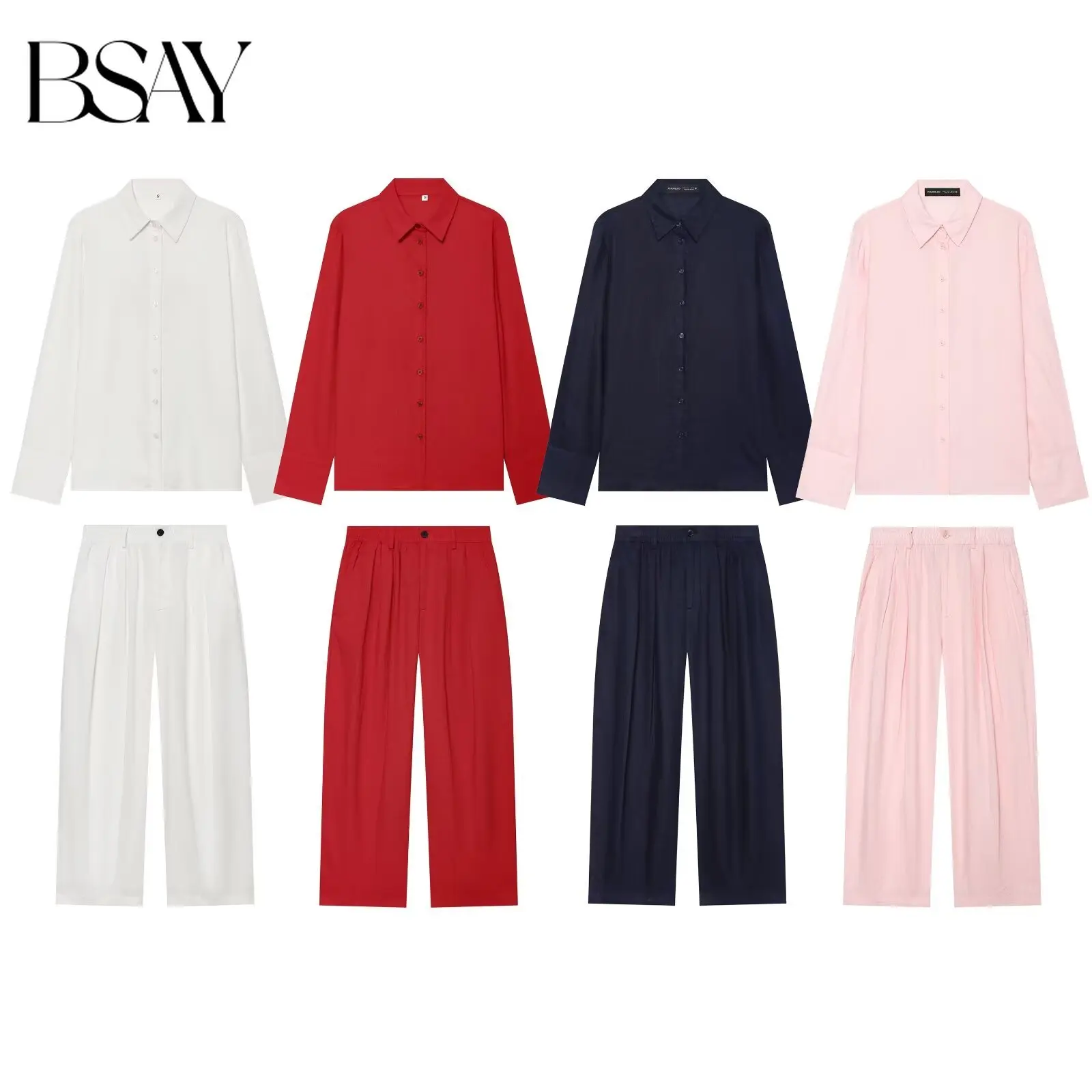 BSAY Women 2 Piece Matching Set Lapel Collar Long Sleeve Single Breasted Shirt Wide Leg Pants Solid Color Casual Co Ord Outfit
BSAY Women 2 Piece Matching Set Lapel Collar Long Sleeve Single Breasted Shirt Wide Leg Pants Solid Color Casual Co Ord Outfit