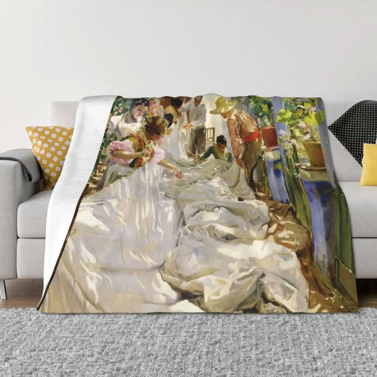 Joaquín Sorolla - Sewing the Sail Throw Blanket Luxury Designer Summer Beddings Flannel Fabric Blankets
Joaquín Sorolla - Sewing the Sail Throw Blanket Luxury Designer Summer Beddings Flannel Fabric Blankets