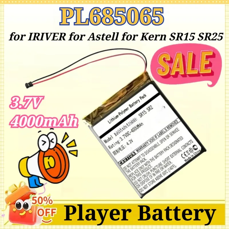 New 3.7V 4000mAh Li-Polymer Battery for IRIVER for Astell for Kern SR15 SR25 Player Accumulator PL685065
New 3.7V 4000mAh Li-Polymer Battery for IRIVER for Astell for Kern SR15 SR25 Player Accumulator PL685065