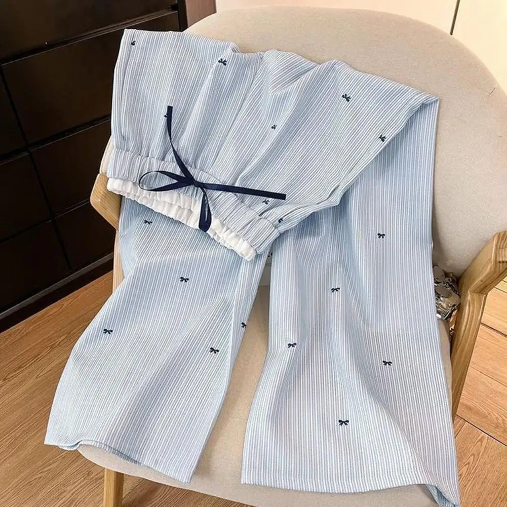 High Waist Pants Women Pants Women’s Light Blue Vertical Stripe Pants Loose Straight Cut Trousers with Bow Print Adjustable
High Waist Pants Women Pants Women’s Light Blue Vertical Stripe Pants Loose Straight Cut Trousers with Bow Print Adjustable