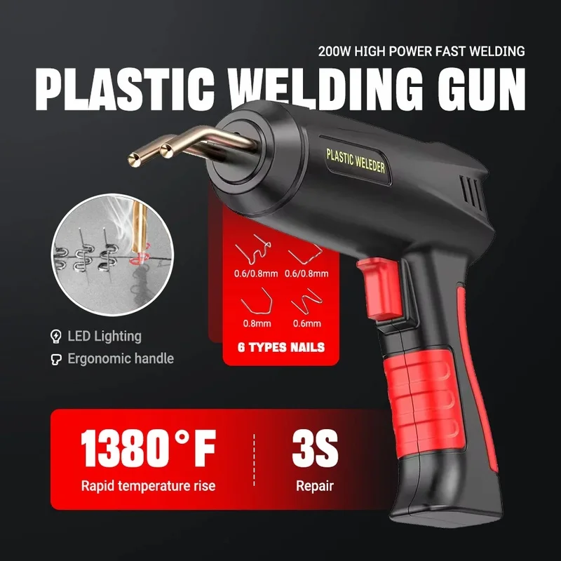 200W Plastic Welding Gun Kit with 4/6 Types of Staples and Soldering Tip for Bumper Repair, Kayak Fixing, and Plastic Bonding
200W Plastic Welding Gun Kit with 4/6 Types of Staples and Soldering Tip for Bumper Repair, Kayak Fixing, and Plastic Bonding