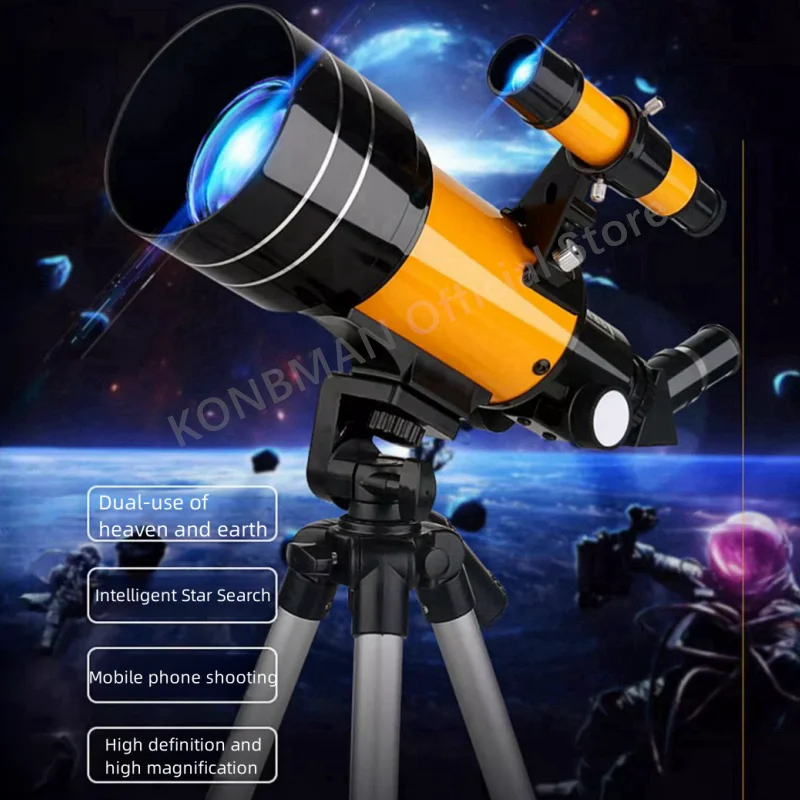 Astronomical Refraction Telescope 70mm Aperture 300mm Portable for Beginners in Astronomy for Adults and Children
Astronomical Refraction Telescope 70mm Aperture 300mm Portable for Beginners in Astronomy for Adults and Children