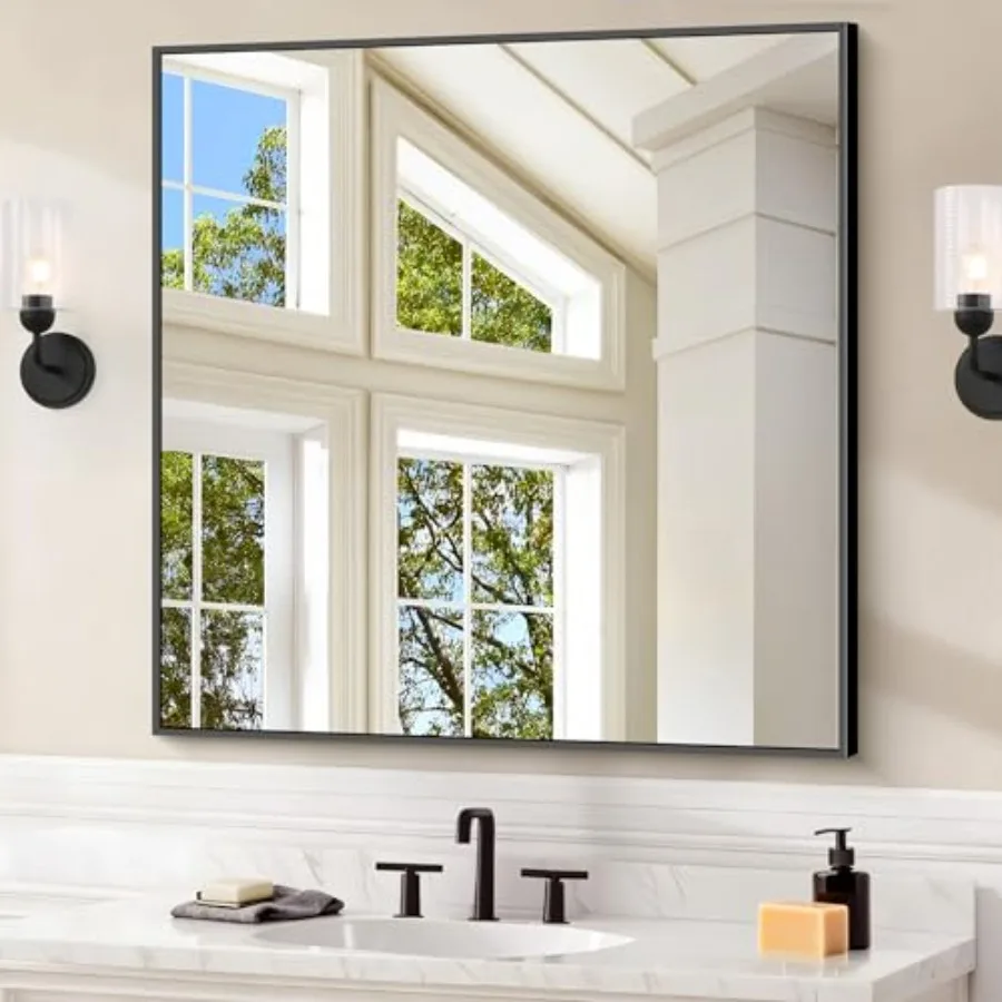 Bathroom Mirror for Wall 30x30 Inch Rectangle Mirrors with Metal Frame Modern Vanity Wall Square Mirror for Bathroom Living Roo
Bathroom Mirror for Wall 30x30 Inch Rectangle Mirrors with Metal Frame Modern Vanity Wall Square Mirror for Bathroom Living Roo
