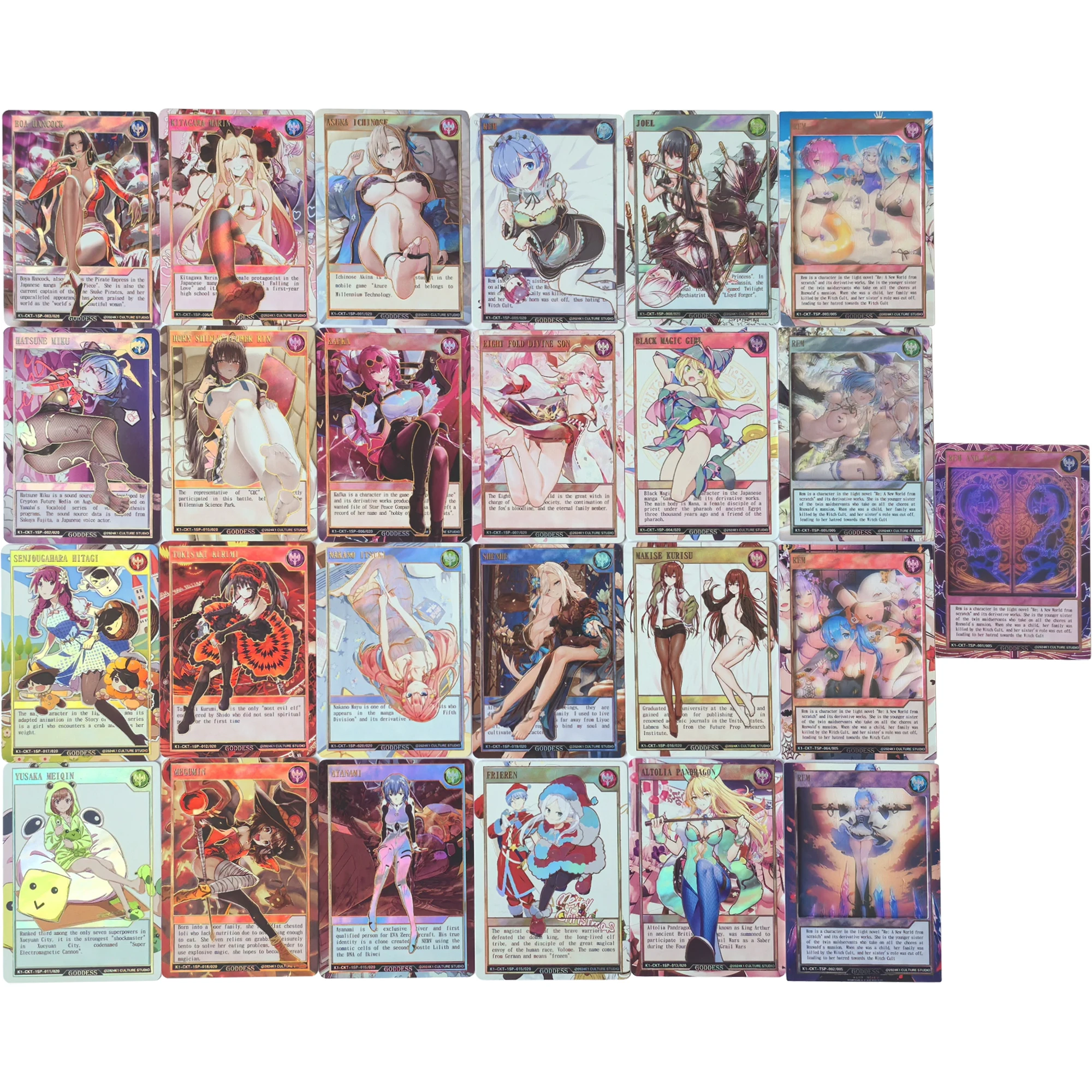 25Pcs/set Anime Girls Hot Stamped Flash Card Rem Ram Emilia Kafka Yae Miko Tokisaki Kurumi Game Anime Collection Cards Gift Toys
25Pcs/set Anime Girls Hot Stamped Flash Card Rem Ram Emilia Kafka Yae Miko Tokisaki Kurumi Game Anime Collection Cards Gift Toys