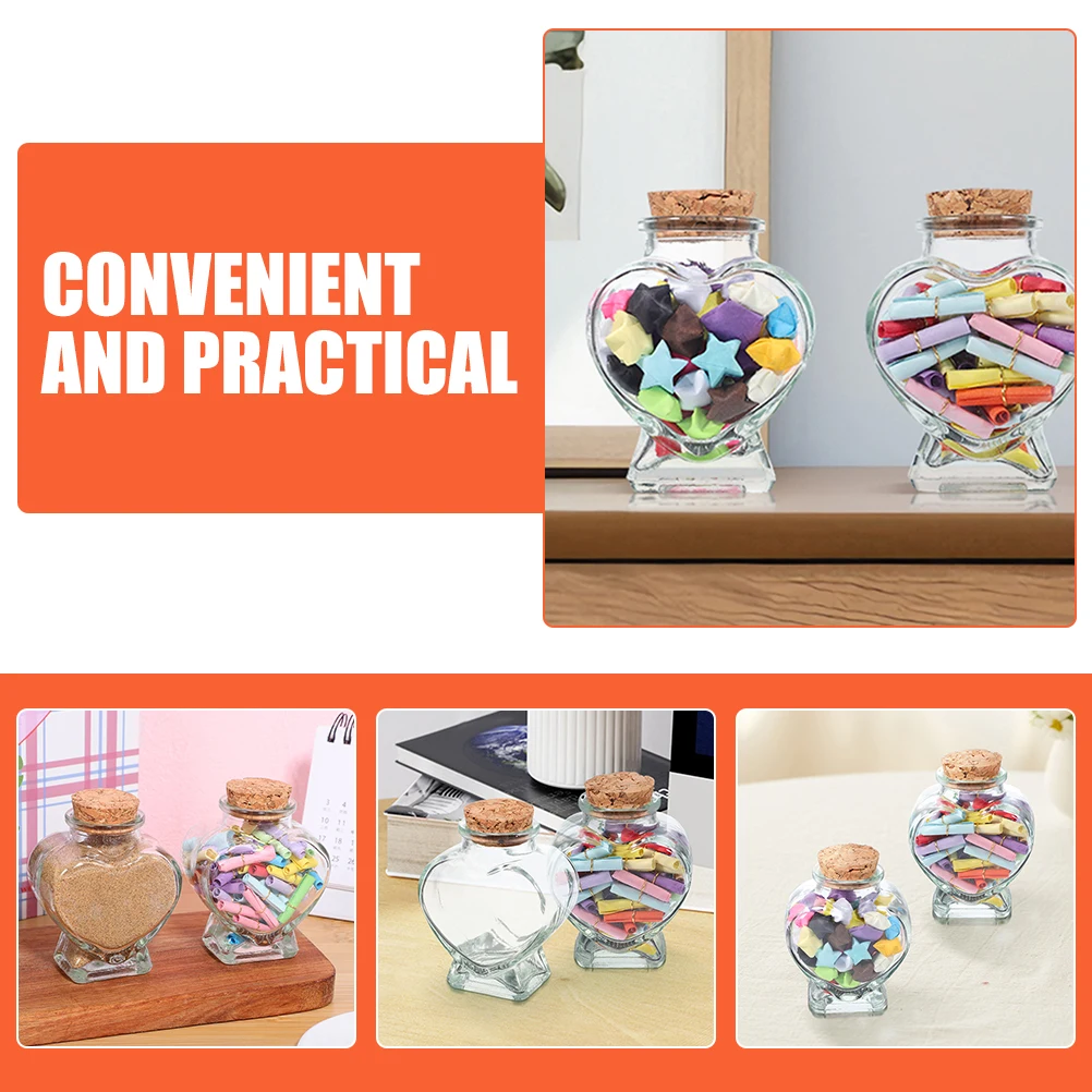 4pcs Glass Heart Shaped Transparent Wishing Bottle Storage Container Craft Decorative Jar Mini Bottle Cork For Diy Origami Star 
4pcs Glass Heart Shaped Transparent Wishing Bottle Storage Container Craft Decorative Jar Mini Bottle Cork For Diy Origami Star