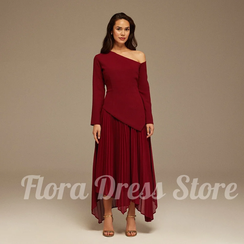 Modest Red A-Line Prom Dresses One Shoulder Long Sleeves Evening Dresses 2025 Dubai Long Formal Saudi Arabia Party Gown
Modest Red A-Line Prom Dresses One Shoulder Long Sleeves Evening Dresses 2025 Dubai Long Formal Saudi Arabia Party Gown