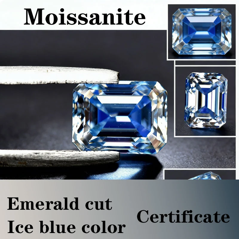 Emerald Cut Moissanite Stone VVS1 Ice Blue Color DIY Jewelry Certificate Unnatural
Emerald Cut Moissanite Stone VVS1 Ice Blue Color DIY Jewelry Certificate Unnatural