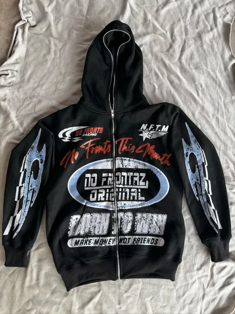 European and American street zip hooded jacket Y2K clothing men's punk rock hip-hop pattern oversized printed jacket
European and American street zip hooded jacket Y2K clothing men's punk rock hip-hop pattern oversized printed jacket