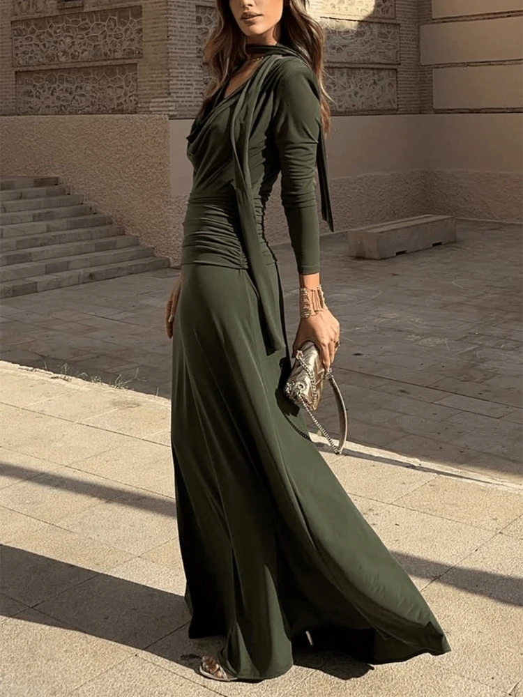 Vintage Pleated Full Sleeve Women's Maxi Dress Sexy Solid Color V-neck Hight Waist Gown 2026 Summer Lady Daily Party Vestido
Vintage Pleated Full Sleeve Women's Maxi Dress Sexy Solid Color V-neck Hight Waist Gown 2026 Summer Lady Daily Party Vestido