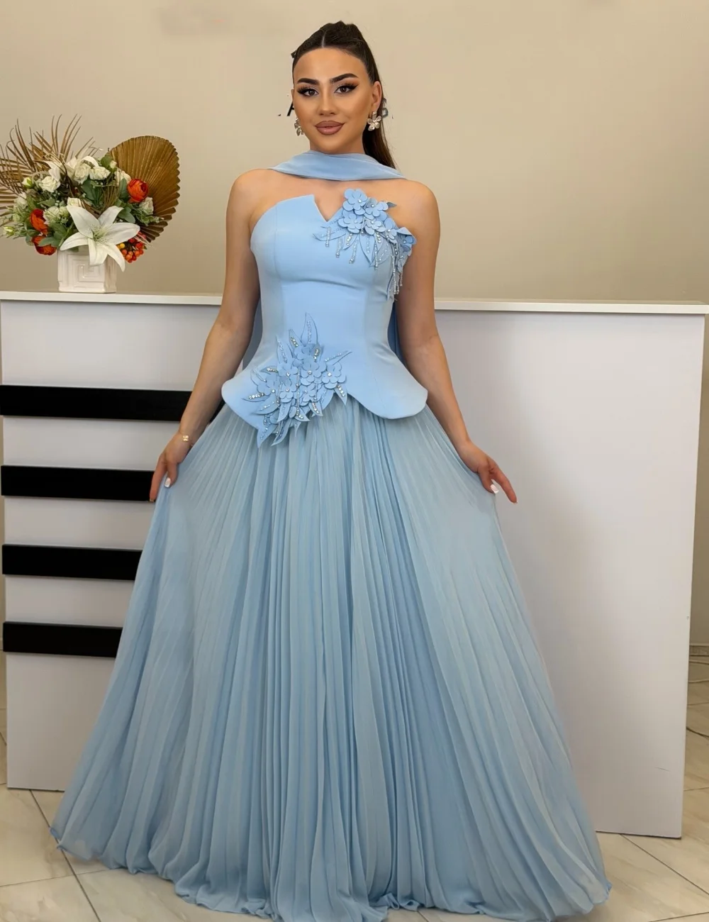 Customized Charming Modest Jersey Rhinestone Handmade Flower Draped Shawl A-line Strapless Evening Dresses For Birthday Party
Customized Charming Modest Jersey Rhinestone Handmade Flower Draped Shawl A-line Strapless Evening Dresses For Birthday Party